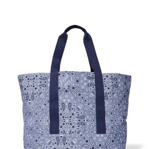 Victoria’s Secret Reversible Canvas Blue Paisley Tote Bag BRAND NEW IN PACKAGE